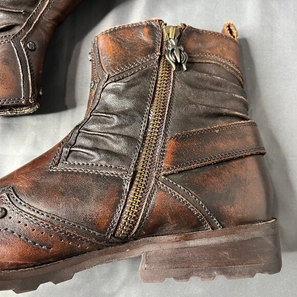 Mark Nason Boots 71785 Men Size 8.5 Brown Leather Zip Sword Cross Lounge U ROCK - Picture 11 of 13